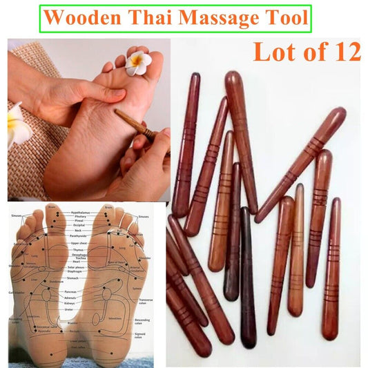 Wooden Thai Traditional Massage Tool Reflexology Spa Foot Massage Stick 12 pcs.
