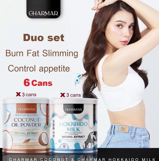 3X Duo Set Charmar Coconut Hokkaido Milk Control hunger burn fat slim skin care