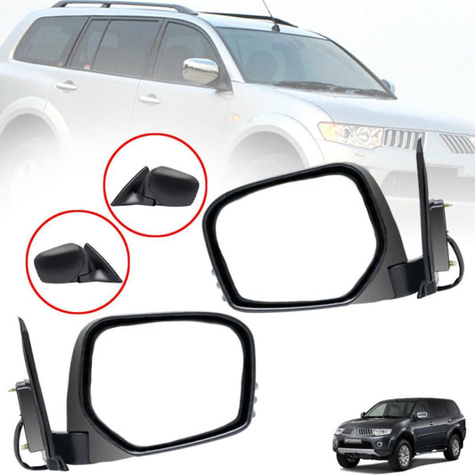 Side Electric Mirror Black Pair For Mitsubishi Pajero Montero Sport 2008-2013