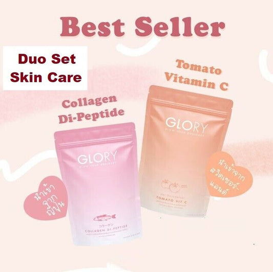 2X Glory Collagen Di peptide & Glory Tomato Vit c Vitamins Skin Care Supplement
