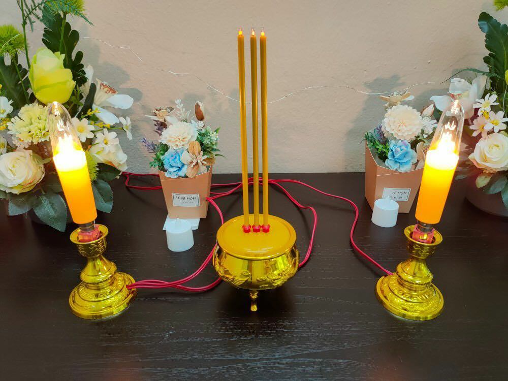 Thai Buddhist Golden Dragon Electric Incense Home Decor Burner Joss Stick Pot