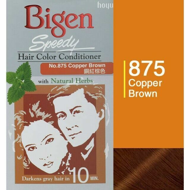 2 x Bigen Speedy Natural Herbal Color Hair Dye Cream Cover Grey 875 Copper Brown