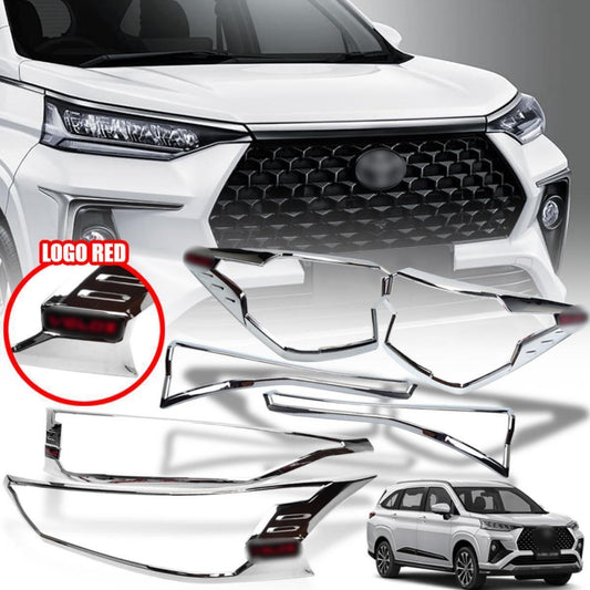 Set Head Tail Lamp Light Cover Red Logo For Toyota Avanza Veloz 2022 Chrome Trim