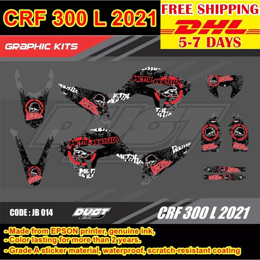 Stickers Kit For Honda CRF 300 L 2021 Motocross Graphics Whole Bike Decals JB014