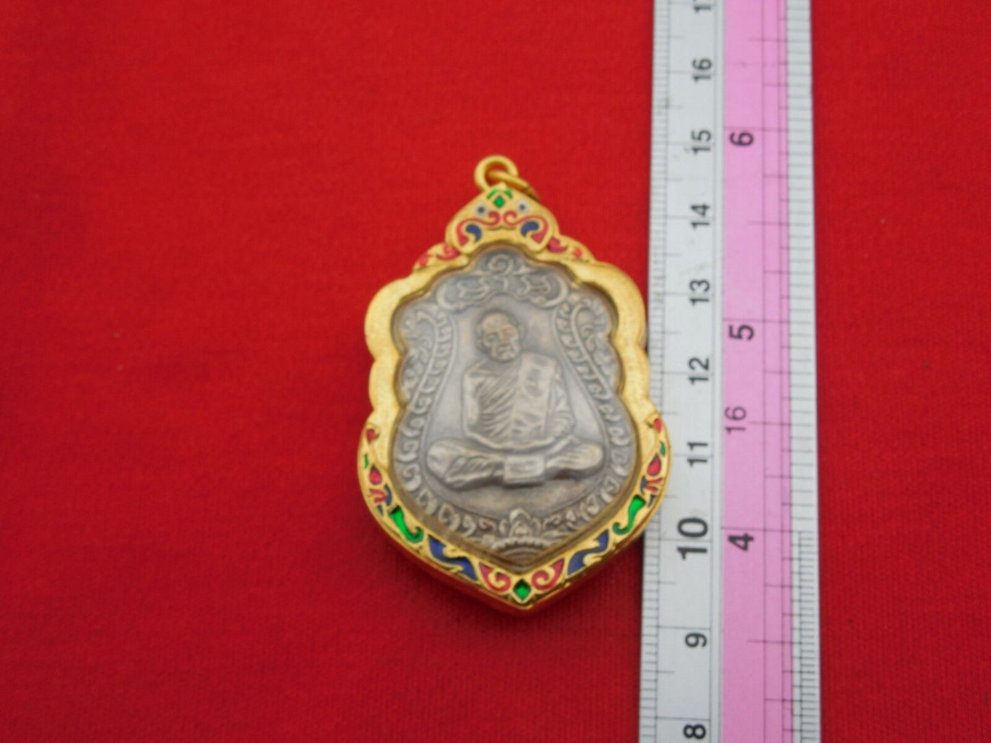 YANT Metal Phra LP Tim Wat Laharn Rai Thai Buddha Talisman Magic Pendant Amulet