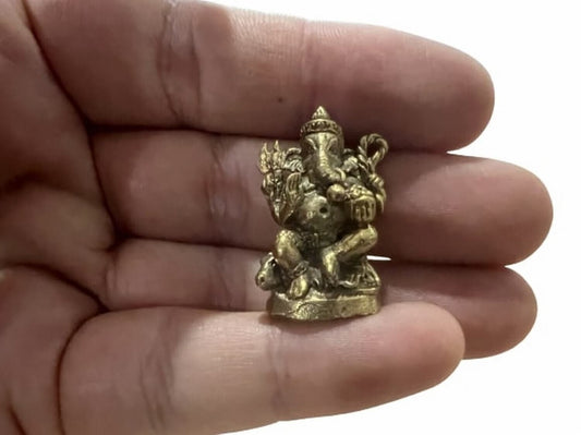 Brass Lord Ganesha Buddha Elephant Hindu God Sculpture Victory Triumph Statue