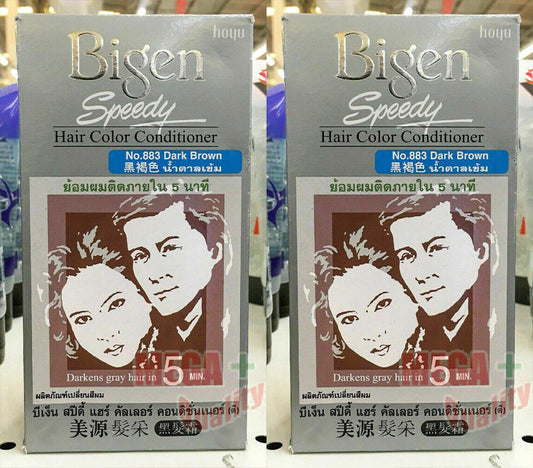 2 x Bigen Speedy Japan Hair Dye Hair Color Conditioner Dark Brown No 883.