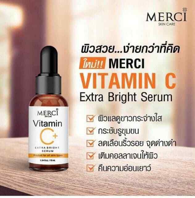 10x MERCI Vitamin C Extra Bright Serum Skin Smooth Facial Reduce Wrinkle 10ml