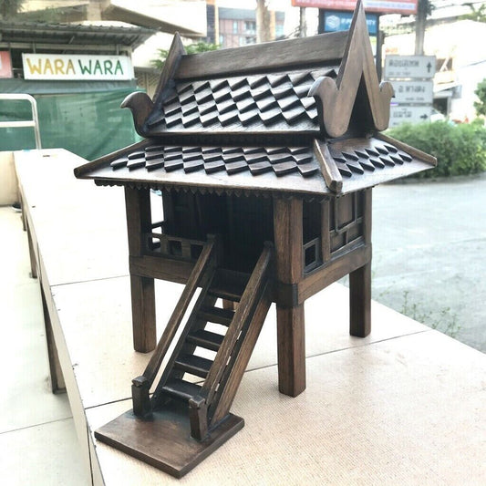 Spirit House Teak Mini Worship Modern Wood Thai Handmade Style 7