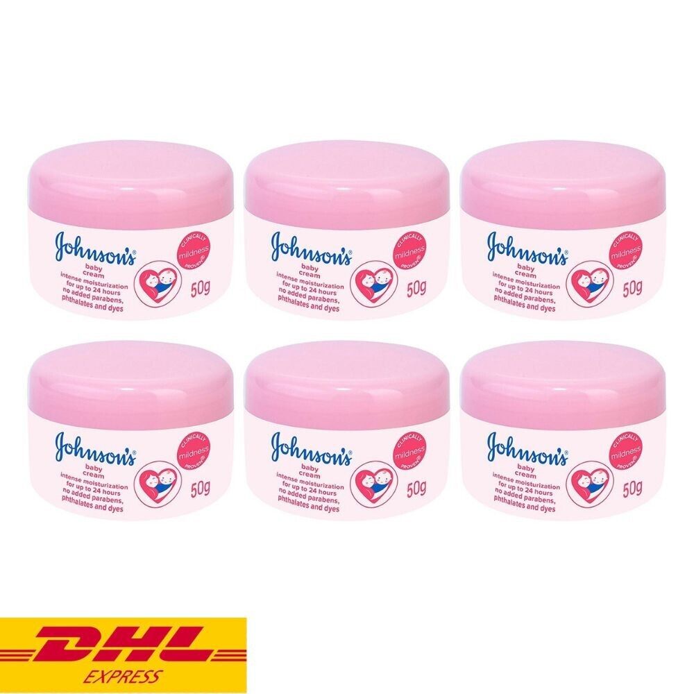 6x Johnson's Baby Cream Nourish Skin for Body Face Moisturizing Mild Gentle 50 g