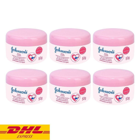 6x Johnson's Baby Cream Nourish Skin for Body Face Moisturizing Mild Gentle 50 g