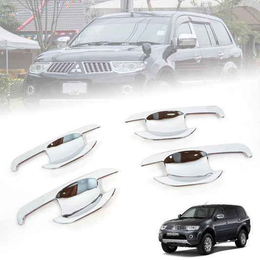 Chrome 4 Door Handle Bowl Insert Trim For Mitsubishi Montero/ Pajero Sport 08-13