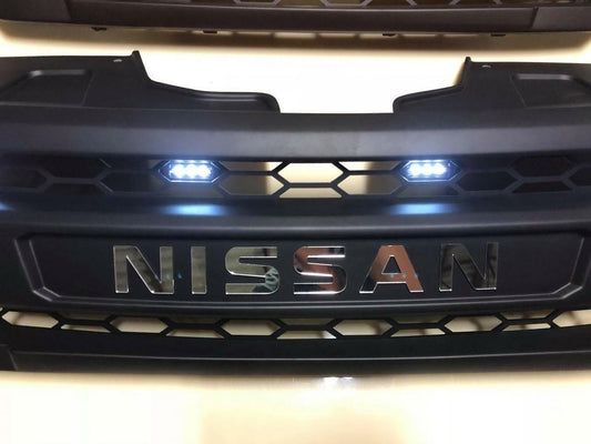 White LED Black Grill Grille Chrome Logo Fit Nissan Frontier NP300 Navara 14-18