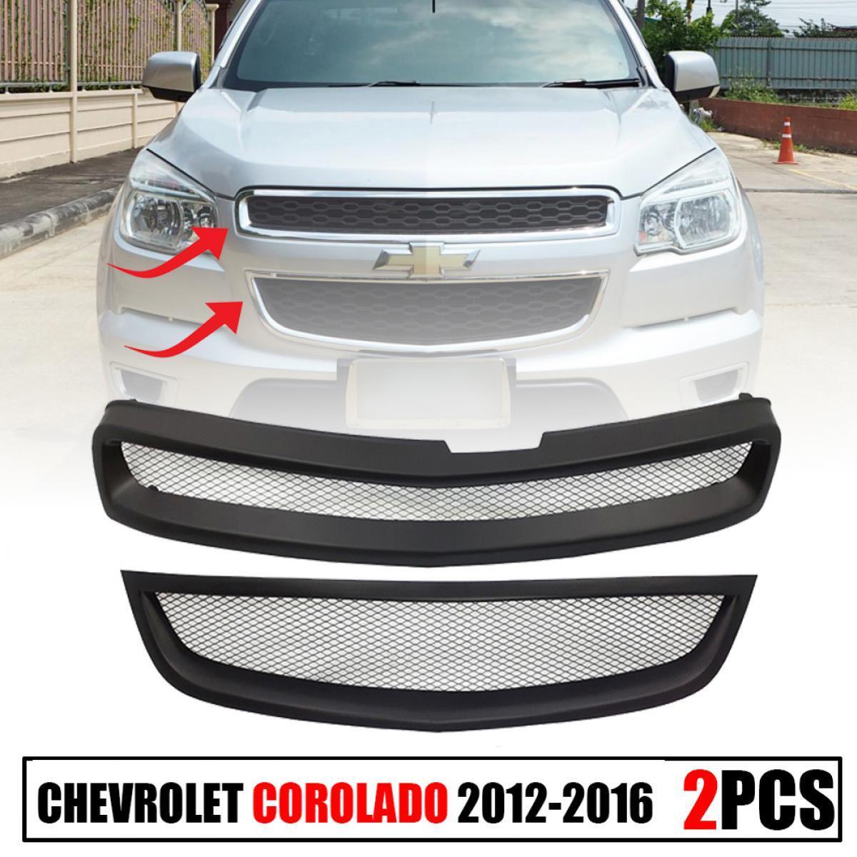 Front Net Mesh Grille Matte Black 2 PCs For Chevrolet Colorado LTZ 2012-2016