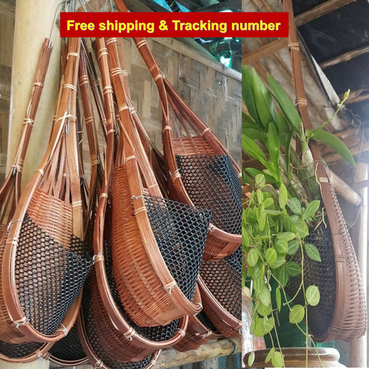 Woven Basket Planter Home Decor Orchid Flower Hanging Plant Pot Bamboo Garden