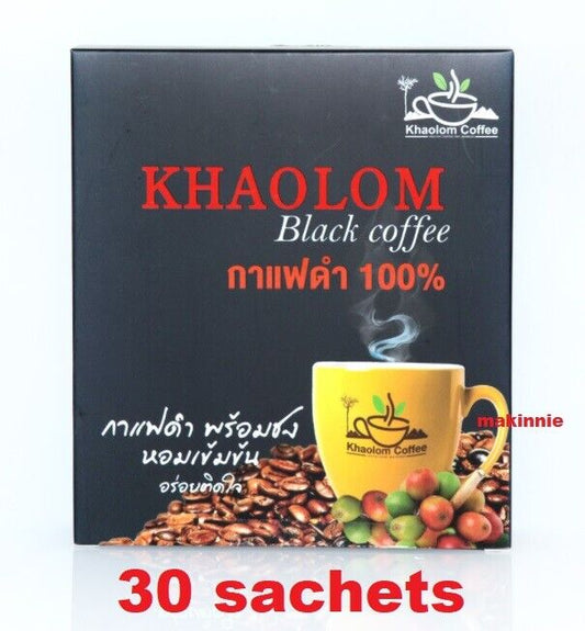 Khao Lom Black Coffee 100% Arabica moist, mellow, smooth flavor 30 sachets
