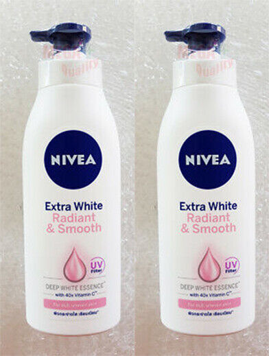 2x NIVEA UV Extra White Radiant UV Filter Body Lotion 40X Vit C Whitening 400ml