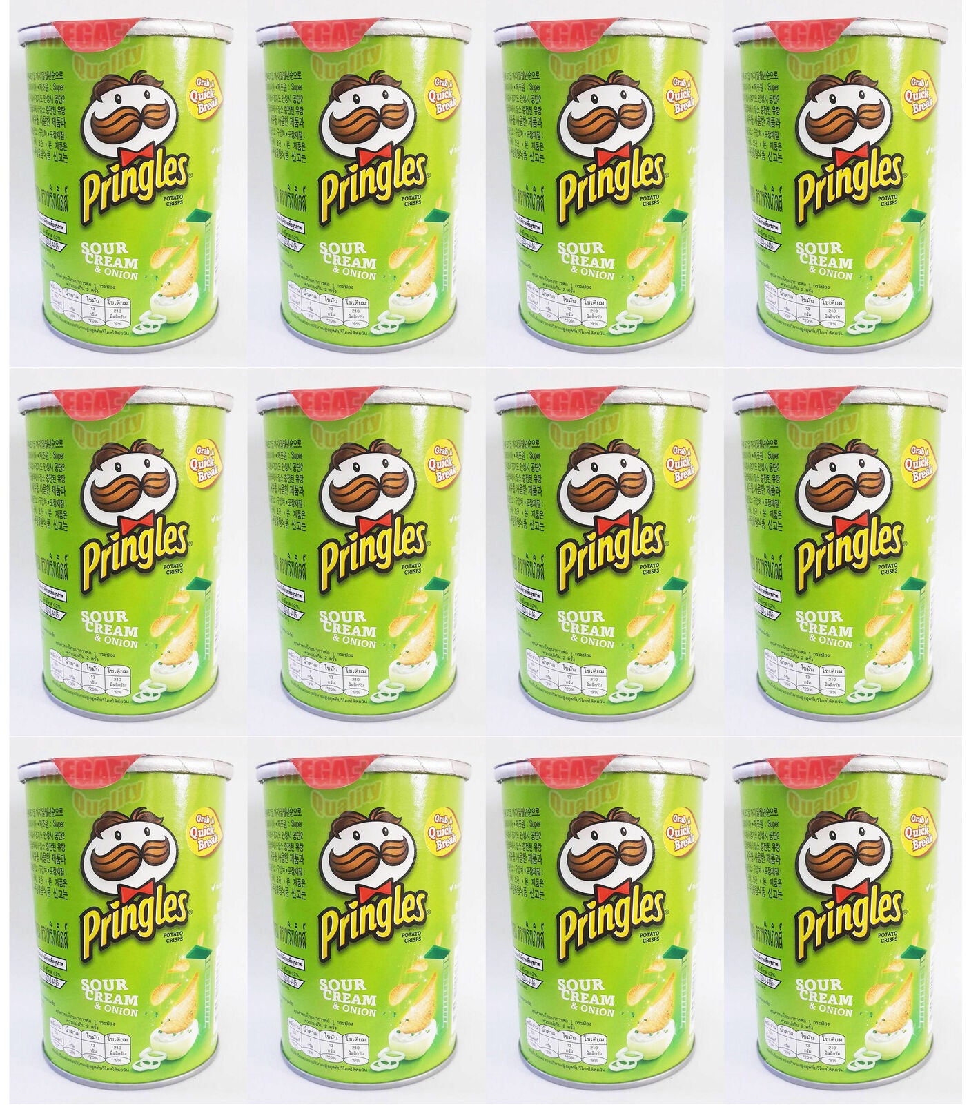 12 x Pringles SOUR CREAM + ONION Potato Chip BURSTING WITH FLAVOUR Snack 47g