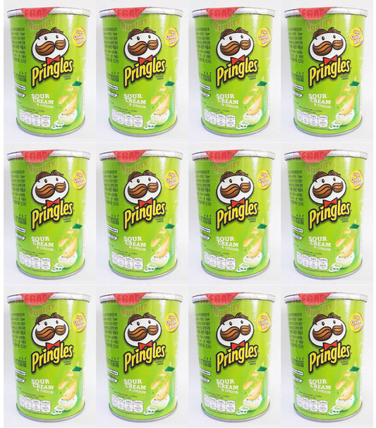 12 x Pringles SOUR CREAM + ONION Potato Chip BURSTING WITH FLAVOUR Snack 47g