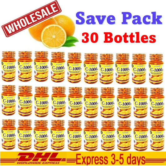 30x ACORBIC VITAMIN C-1000 MG AUTHENTIC Strengthen body's immunity Radiance