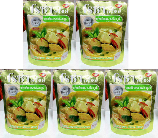 5 x ROZA Prompt Tuna Green Curry Thai Food Ready Easy Meal Instant Food 105g