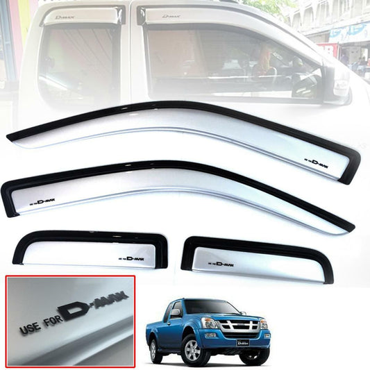 Wind Deflector Rain Visor Silver For Isuzu Dmax D-max Holden Rodeo 2002-2006