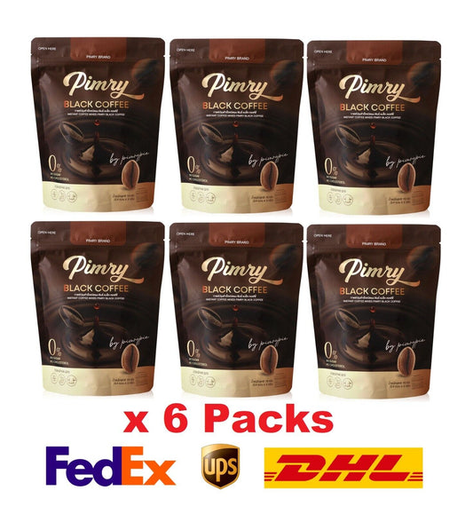 6x Coffee Black 3-in-1 Pimry Pie Instant Drink No Sugar No Trans Fat Low calorie