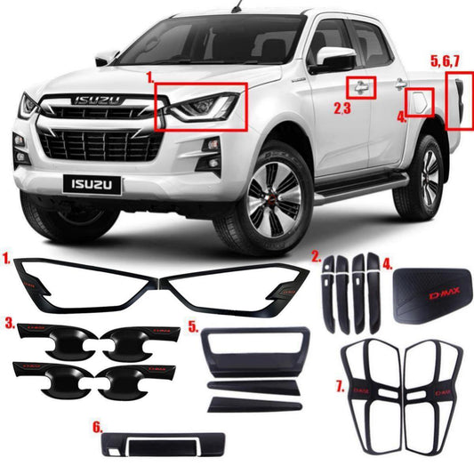 Cover Head Tail Light Lamp Set Door Handle Bowl For Isuzu D-max Pickup 2020-2021