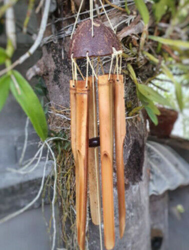 Coconut Bamboo Wind Chimes Size S 4x14 inches Hand made products
