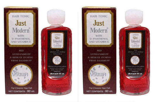 2x90ml. Just Modern Anti-Dandruff Resuce Itching Dandruff Initial Hair Tonic RED