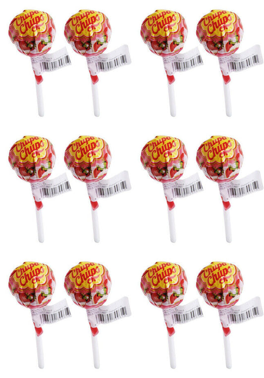 12 x Chupa-Chups Lolipop Candy Strawberry and Cream Flavor Assorted Flavour 11g