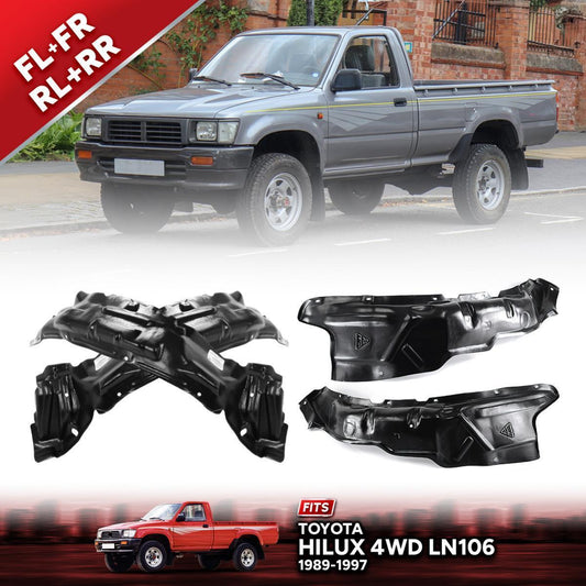 Set Front Rear LR Plastic Inner Fender Liner For Toyota Hilux LN106 4WD 1989-97