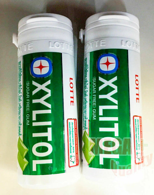 2x Lotte Xylitol coated gum Sugar Free nature identical lime mint 29g