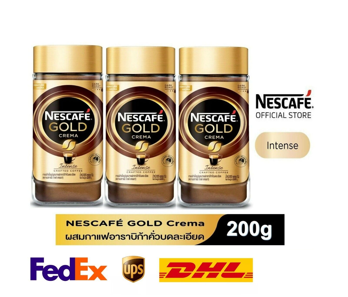 3x 200g Nescafe Gold Crema Instant Coffee Blended Finely Ground Roasted Arabica