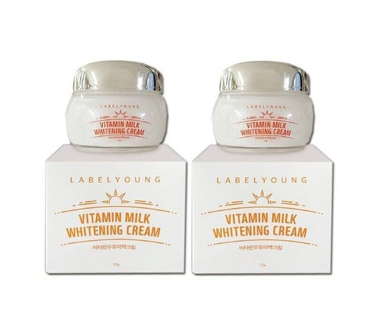 2X 55g. LABEL YOUNG Vitamin Milk Whitening Cream Reduce Dark Spots Tighten