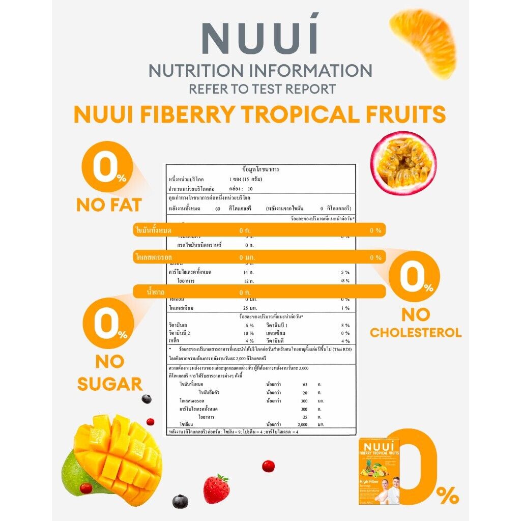 Nuui Fiberry Fiber Tropical Fruits x2 +Mixed Fruit Flavor x2 Prebiotic Excretion
