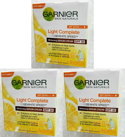 3 x 50 g GARNIER Skin Naturals Light Whiten and Even Moisturizing Cream SPF30 PA