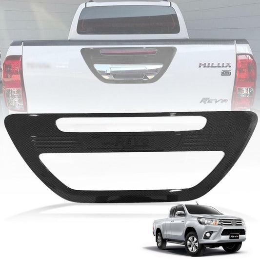 Rear Cover Handle Tailgate Black Carbon For Toyota Hilux SR5 M70 M80 Pickup 2016
