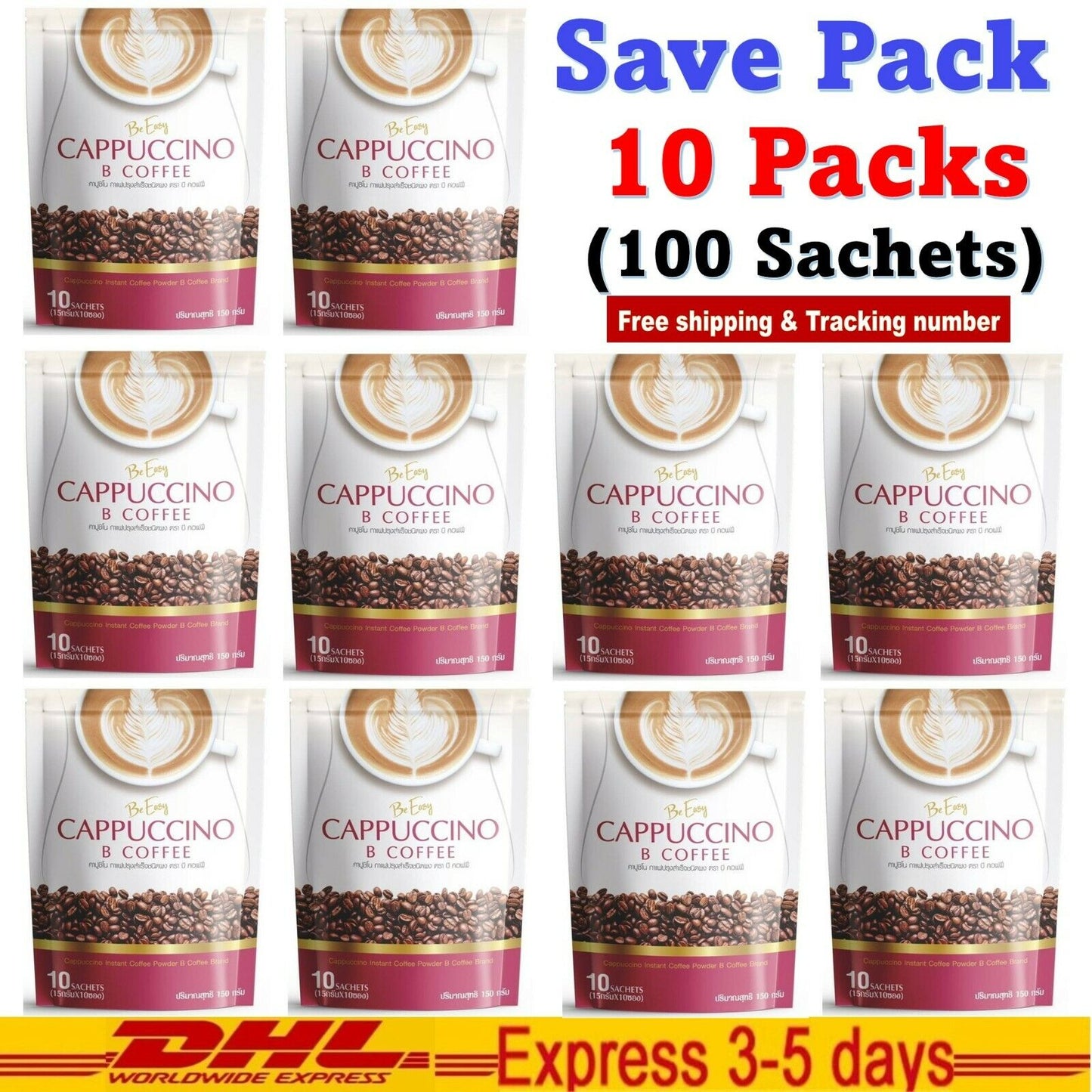 10x Be Easy Cappuccino B Coffee Instant Weight Lose Control Detox Waste Dietary