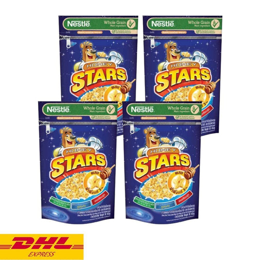 4x Nestle Honey Stars Cereals Breakfast Food Snack Whole Grain Zip Lock Bag 50 g