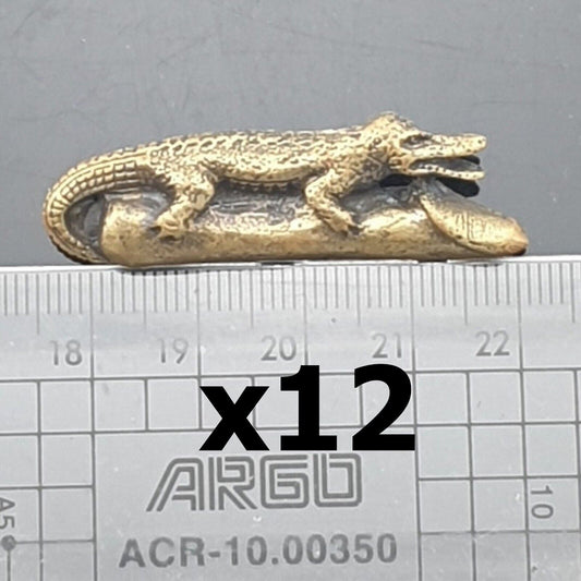 12xCrocodile MAGIC THAI AMULET PALADKIK MINIATURE BRASS Statue LOVE CHARM LUCK