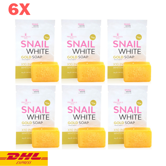 6x SNAIL WHITE Gold Soap Whitening x10 Intensive Face Body Moisturizing Skin 70g