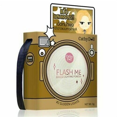 Cathy Doll Flash Me Baked Lighting Powder Highlighter Shimmer Glow # Gold Lights