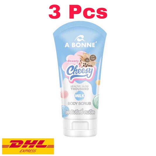 3x A BONNE Beauty Cheesy Body Shower Scrub White Skin Bubble Milk Tea Scent 150g