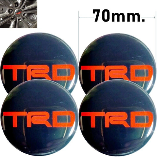 C19 70mm X 4pcs Stickers Resin Reflect Logo Decals Emblem Wheels Center Caps TRD