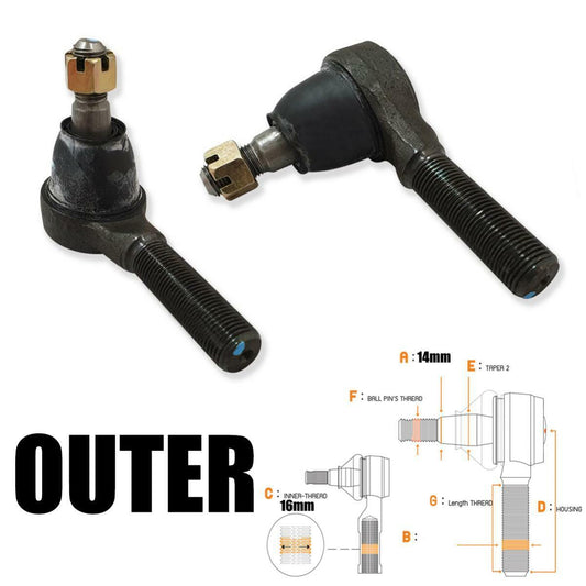 2 PCs Outer Tie Rod End For Mitsubishi Mighty Max L200 4WD 1978-1986 Pickup UTE