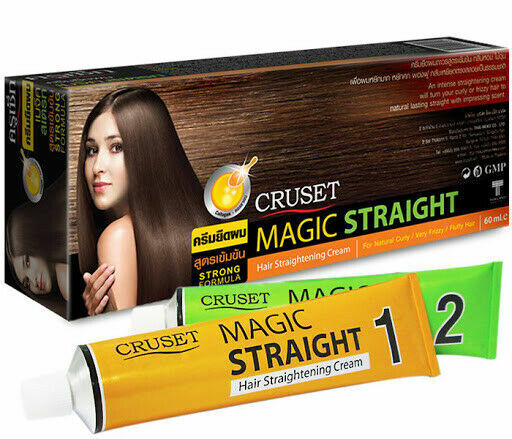 Cruset Magic Straight Hair Straightening Cream Kit Strong For very curly hair