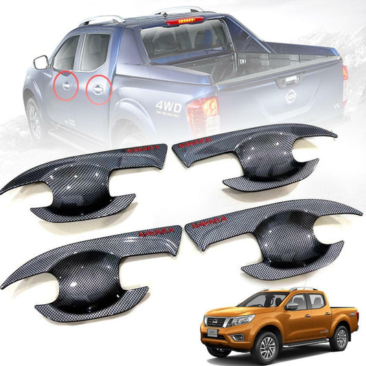 Door Handle Bowl Cover Black Carbon For Nissan Frontier Navara NP300 D23 2014-18