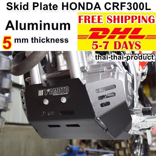 SKID PLATE UNDER GUARD For HONDA CRF 300L ALUMINIUM 5 mm. 2020 2021 Black Engine
