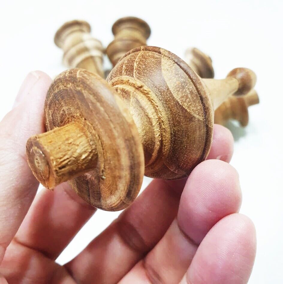 10Pcs Teak Wooden Finial Antique Furniture Unpainted Home Decor DIY Home Decor